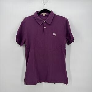 Burberry Men’s Polo Shirt – Medium, Purple